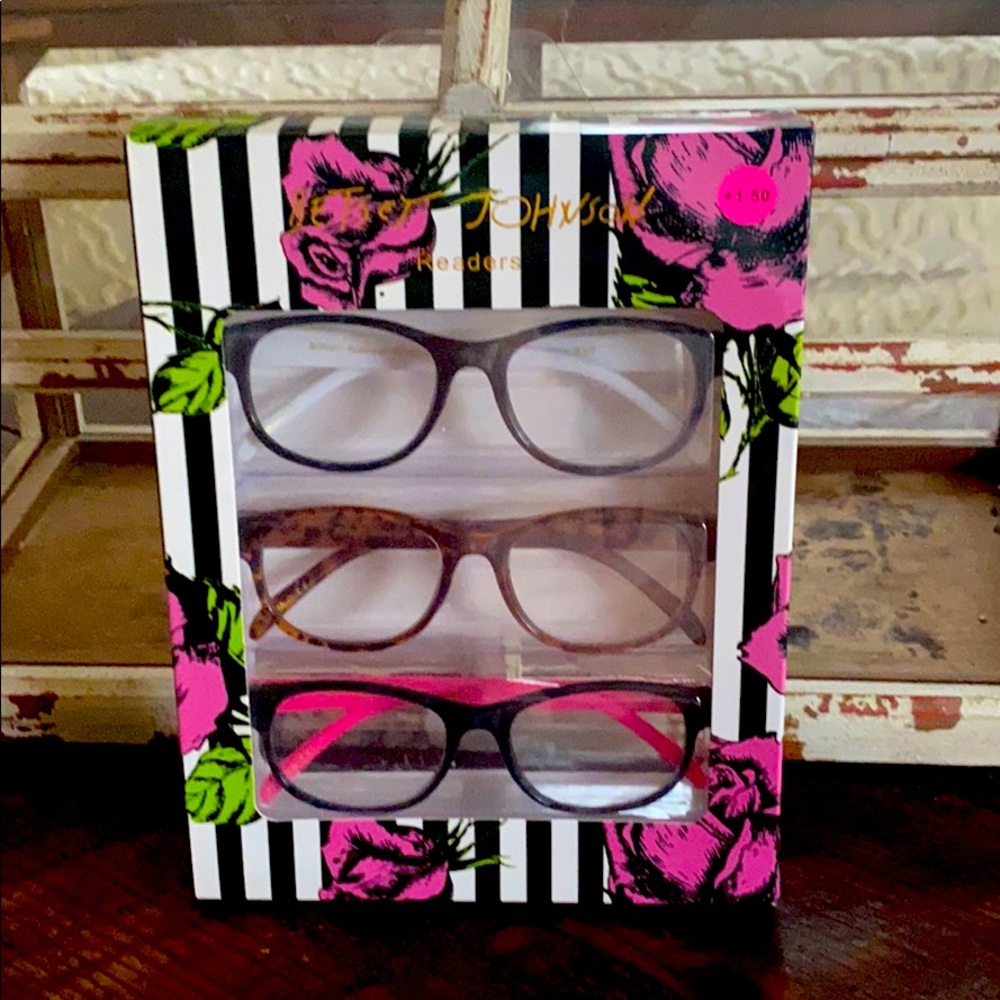 Betsey Johnson Stylish Readers +1.50, 3-Pairs NEW